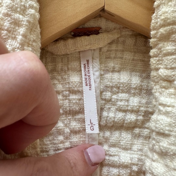 Free People Butter Yellow/ Cream Textured Belted Jacket - Picture 4 of 4